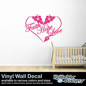 FAITH-HOPE-LOVE-HIBISCUS-FLOWER-HEART-Vinyl-Wall-Decal-Quote-room-art ...