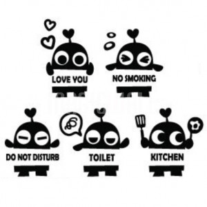 Cute Robots - Set of 5 -Wall Decals Stickers