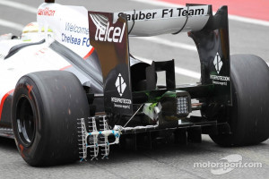 Sergio Perez, Sauber F1 Team running with aero sensor at the rear ...