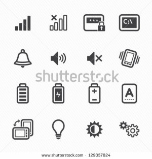 Icons for Mobile Phone with White Background - stock vector