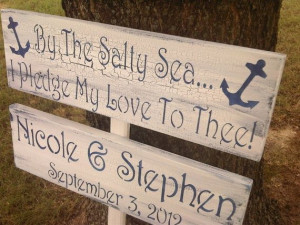 anchor wedding sayings | Nautical Beach Wedding Directional Sign Set ...