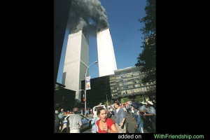 Twin towers on fire after the flight crash