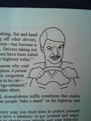 Road Rage Man in driver's education book
