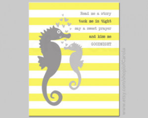 Sea Horse Decor Wall Art Print, Per sonalized Read Me A Story Quote ...