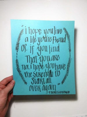 Scott Fitzgerald, inspiring calligraphy drawing on tiffany blue ...