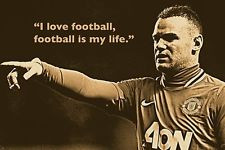 photo quote poster WAYNE ROONEY SOCCER STAR sports collector's 24X36 ...
