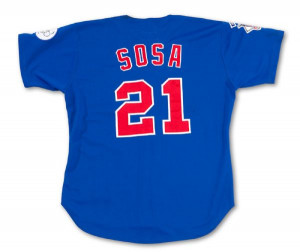 1998 SAMMY SOSA CHICAGO CUBS GAME-WORN ROAD JERSEY FROM 66 HOME RUN ...