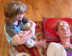 this is a five year old crystal child giving reiki to his mother he ...