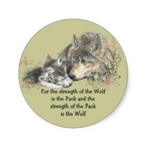 Wolf and Pack Family Quote Animal Nature Art Classic Round Sticker