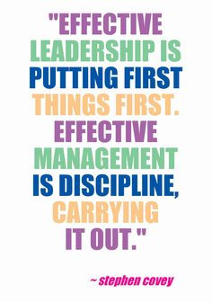 Effective leadership is putting first things first. Effective ...
