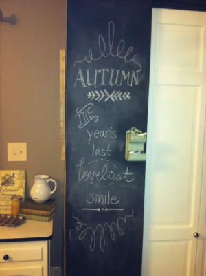 Fall chalkboard quote by pantry