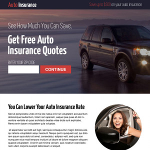 get free auto insurance zip quote lead capture landing page design ...