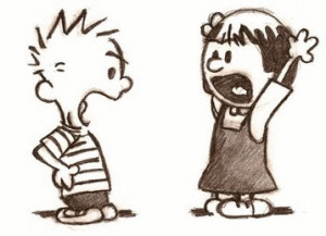 calvin and suzie shouting at each other, no captions