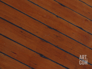 Close Up of Diagonal Wood Paneling with Black Lines Photographic Print