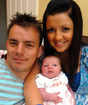 Matthew Rees with partner Becky and baby Brooke in 2007