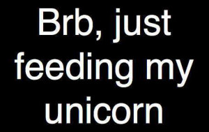 Funny picture quote copy/paste. BRB, JUST feeding my unicorn.