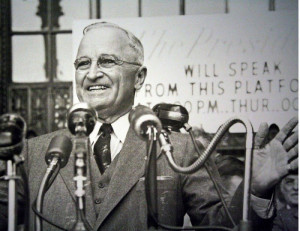 Here is President Truman givn his speech