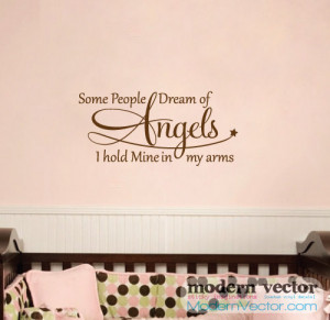 DREAM OF ANGELS Quote Vinyl Wall Decal Inspirational Sticker Lettering ...