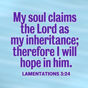 May 11. Lamentations 3:24. Hope in the LORD, my inheritance.