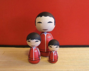 Kokeshi Doll set Chas, Ari and Uzi Tenenbaum from The Royal Tenenbaums
