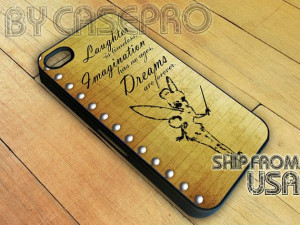 Tinkerbell Quote Dreams are Forever Peter Pan Cute iPhone 4 or 4S Case ...