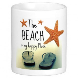 ... your favorite hot beverage in this Beach Happy Quote Flip Flops Mug