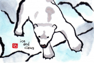polar bear walks gingerly across the ice. The accompanying words quote ...