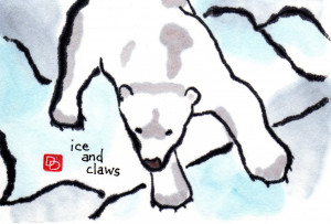 polar bear walks gingerly across the ice. The accompanying words quote ...