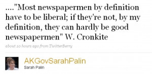Sarah Palin Quotes, Misrepresents Walter Cronkite