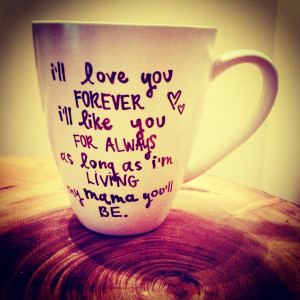 Buy a plain white mug and a black sharpie marker