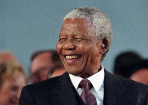 Then South African President Nelson Mandela smiles during a specially ...