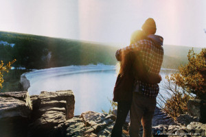 Hug, couple, sad, lake, sunset, cute
