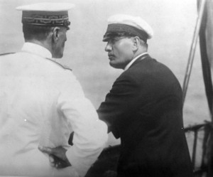 ... Italian leader Benito Mussolini with Admiral Ernesto Burzagli, 1928