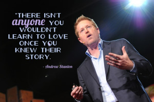 Andrew Stanton tells us how to tell stories at TED2012. Photo by ...