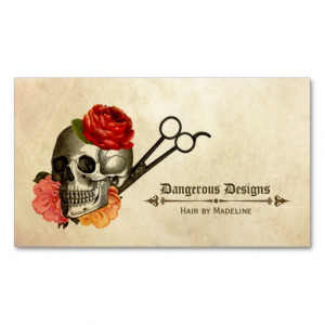 skull vintage floral hairstylist hair stylist business card templates