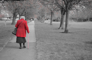 The Old Lady In A Red Coat by George Hodan