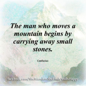 The man who moves a mountain begins by carrying away small stones. ~ # ...
