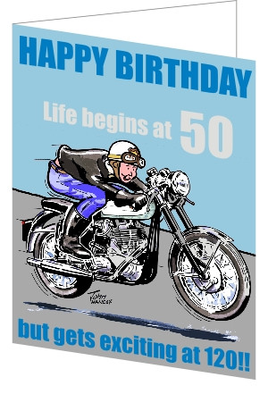 Classic Bike Birthday Card - Life begins at .....