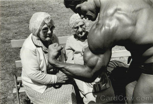 The bulging muscles of Mr Arnold Schwarzenegger
