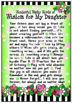 Quote - Wisdom for my Daughter Happy 20th birthday to my beautiful ...