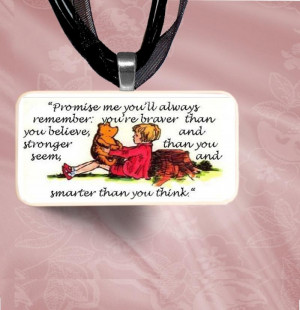 Winne the Pooh and Christopher Robin Domino Pendant Necklace