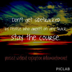 Don't get sidetracked by people who aren't on any track. Stay the ...