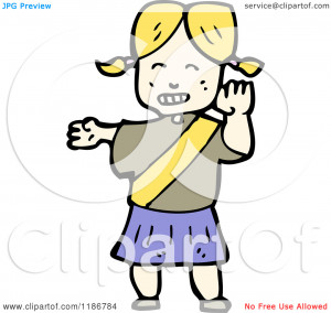 Cartoon of a Girl Crossing Guard - Royalty Free Vector Illustration by ...