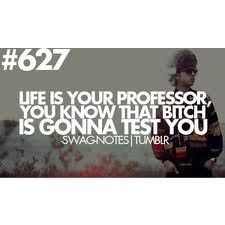 Life is your professor, you know that bitch is gonna test you ...