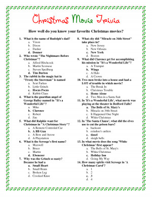 Printable Christmas Movie Trivia Answers