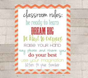 CLASSROOM RULES Orange Chevron Classroom by myhappylifedesigns, $8.00