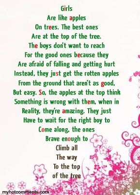 Girls are like apples on trees...