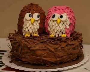 Owl cake - bottom layer as nest