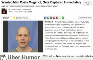 Wanted man posts mugshot..