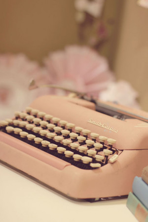pink, pretty, typewriter, vintage